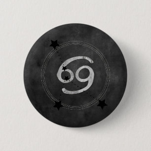 Krebs der Krebs schwarz silberne zodiakische Konst Button