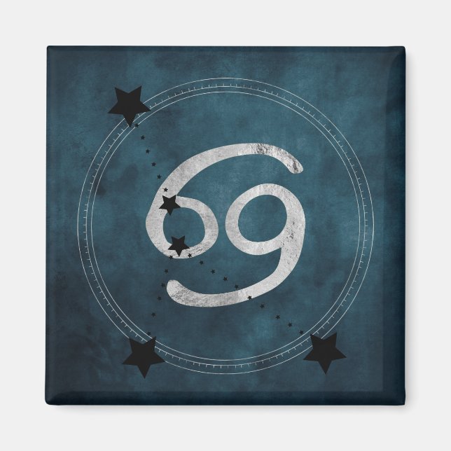 Krebs der Krebs schwarz silberne zodiakische Konst Magnet (Vorne)