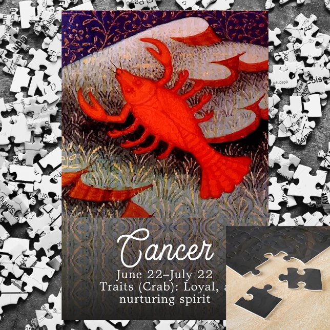 Krebs der Krebs Zodiac Geburt Party Puzzle (Cancer the Crab Zodiac Sign Birthday Party Jigsaw Puzzle)