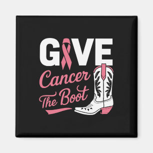 Krebs Die Boot Cowgirl-Rosa Brustkrebs Schleife Magnet