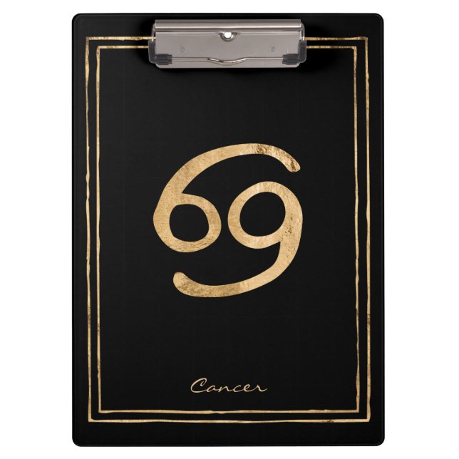 Krebs die Krabbe Hammergold stilisierte Astrologie Klemmbrett (Vorderseite)