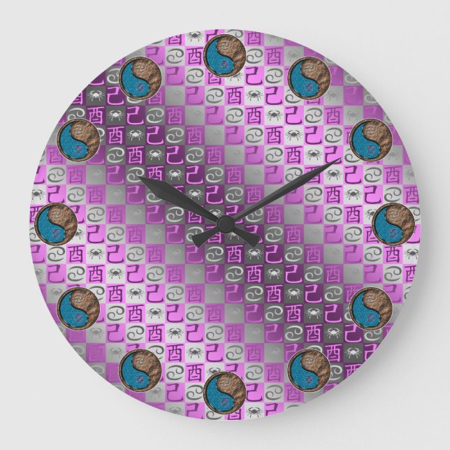 Krebs & Erde Hahn Große Wanduhr (Vorderseite)