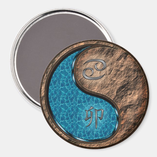 Krebs & Erde Kaninchen Magnet (Vorderseite/Rückseite)