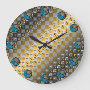 Krebs & Erde Pferd Große Wanduhr