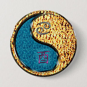 Krebs & Feuer Hahn Button
