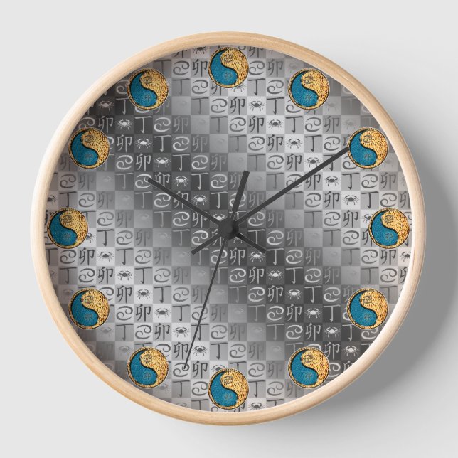 Krebs & Feuer Kaninchen Uhr (Vorderseite)