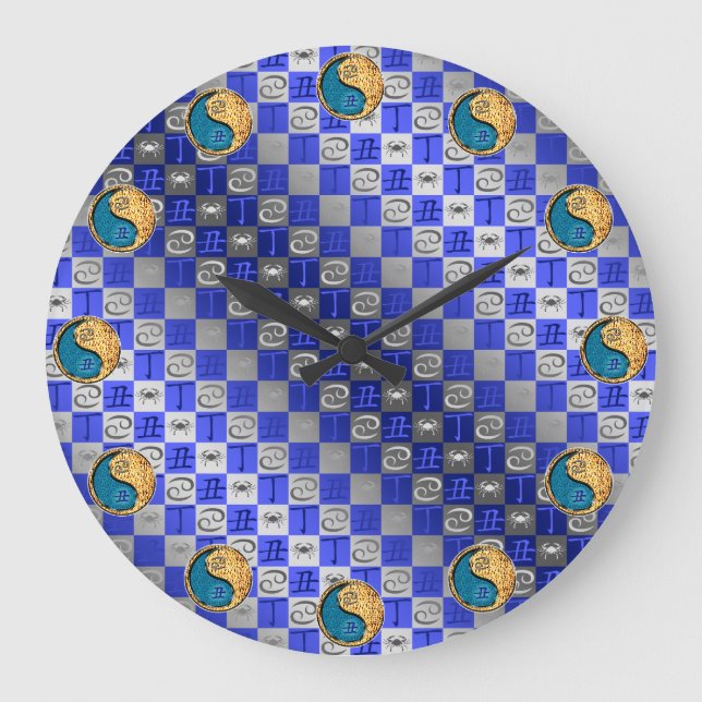 Krebs & Feuer Ochse Große Wanduhr (Vorderseite)