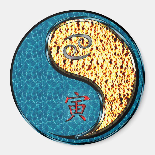 Krebs & Feuer Tiger Magnet (Vorne)