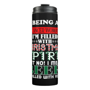 Krebs Frau gefüllt Weihnachtsgeist Bier Thermosbecher