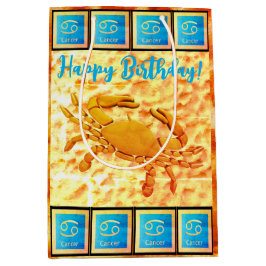 Krebs - Happy Birthday Medium Geschenkbeutel Mittlere Geschenktüte