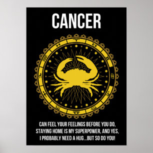 Krebs - Horoskop, Funny Zodiac Sign Spaß Poster