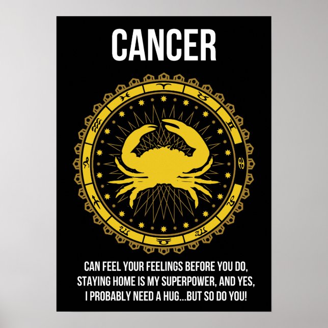 Krebs - Horoskop, Funny Zodiac Sign Spaß Poster (Vorne)