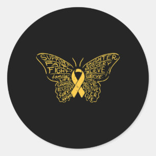 Krebs im Kindesalter - Butterfly-Butterfly-Bewusst Runder Aufkleber