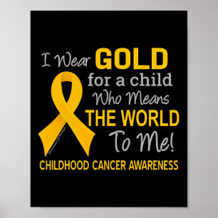 Krebs im Kindesalter mit goldenen Schleifen bedeut Poster