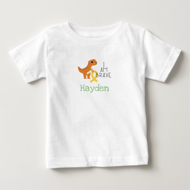 Krebs im Kindesalter. tapfer.individuelle Name- Ba Baby T-shirt (Vorderseite)
