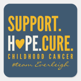 Krebs im Kindesalter unterstützt Individuelle Name Quadratischer Aufkleber
