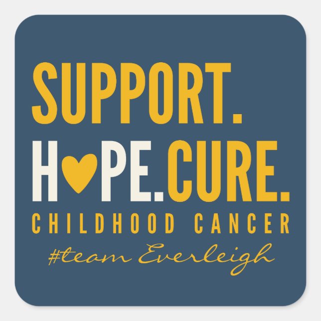 Krebs im Kindesalter unterstützt Individuelle Name Quadratischer Aufkleber (Vorderseite)