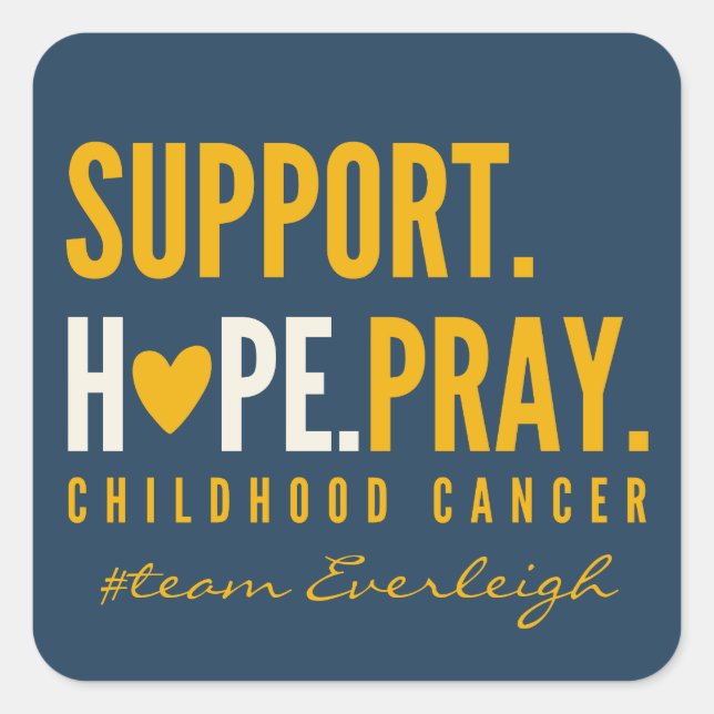 Krebs im Kindesalter unterstützt Individuelle Name Quadratischer Aufkleber (Vorderseite)