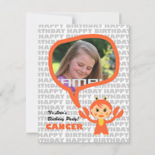 Krebs Kinder Party Einladung mit Foto