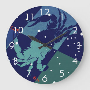 Krebs-Krebs-Konstellation Vintage-Tierkreiszeichen Große Wanduhr