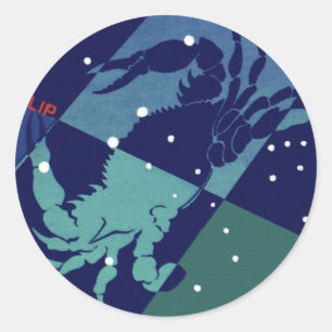 Krebs Krebs Konstellation Vintage Zodiac Astrologi Runder Aufkleber