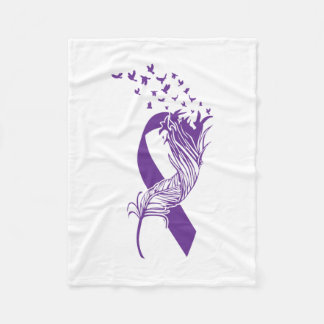 Krebs Lila Ribbon Feather Birds Fleecedecke