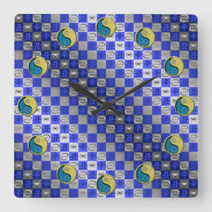 Krebs & Metallener Ochse Quadratische Wanduhr