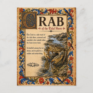 Krebs, mittelalterliche Bestiarien-Kunst Postkarte