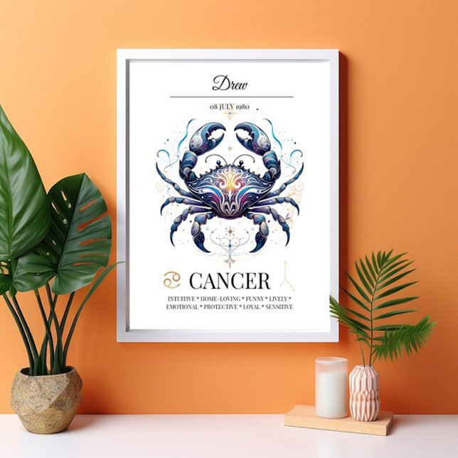 Krebs Personalisiert Elegant Zodiac Wasserfarbe Poster (Von Creator hochgeladen)