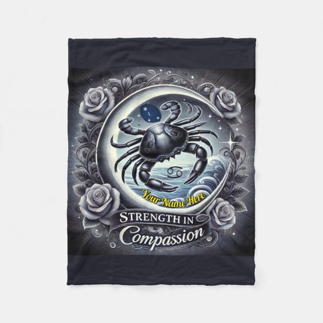 Krebs "Stärke in Mitgefühl" Fleece Blanket (Vorderseite)