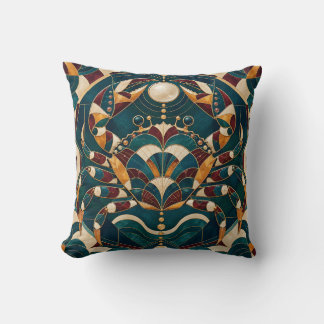 Krebs Teal Burgunderrot Geometrisches Mosaik Kissen