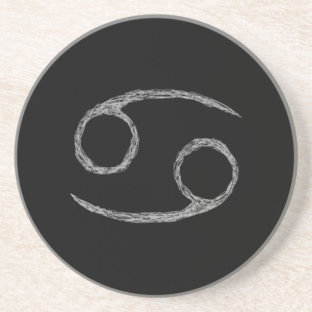 Krebs. Tierkreis-Astrologie-Zeichen. Schwarzes Getränkeuntersetzer (Vorne)