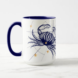 Krebs-Tierkreis-Marine-Blau u. Goldgeburts-Tasse Tasse