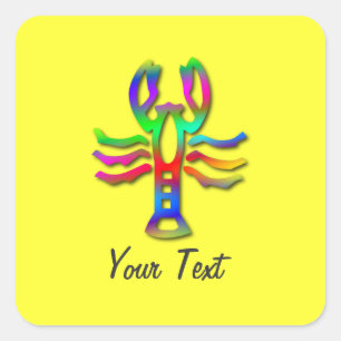 Krebs-Tierkreis-Stern-Zeichen-Regenbogen-Farbe Quadratischer Aufkleber