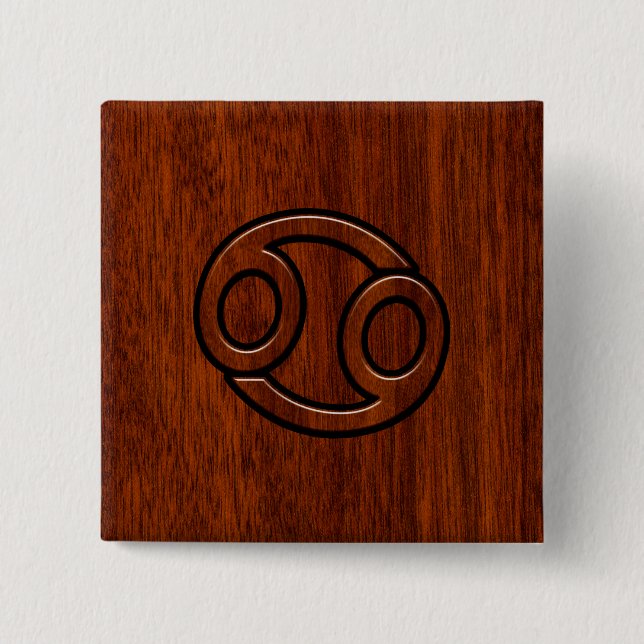 Krebs-Tierkreis-Symbol auf Mahagoniart-Dekor Button (Vorderseite)