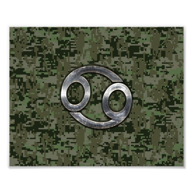 Krebs-Tierkreis-Symbol auf Walddigital-Camouflage Fotodruck (Vorne)
