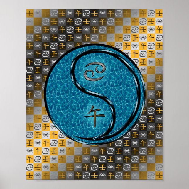 Krebs und Wasserpferd Poster (Vorne)