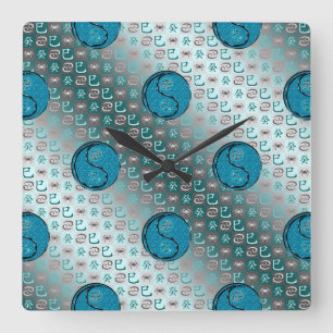 Krebs & Wasser Schlange Quadratische Wanduhr