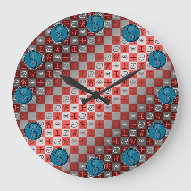 Krebs & Wasser-Tiger Große Wanduhr (Vorderseite)