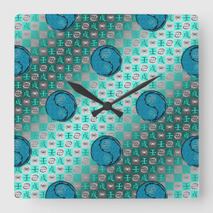 Krebs & Wasserhund Quadratische Wanduhr