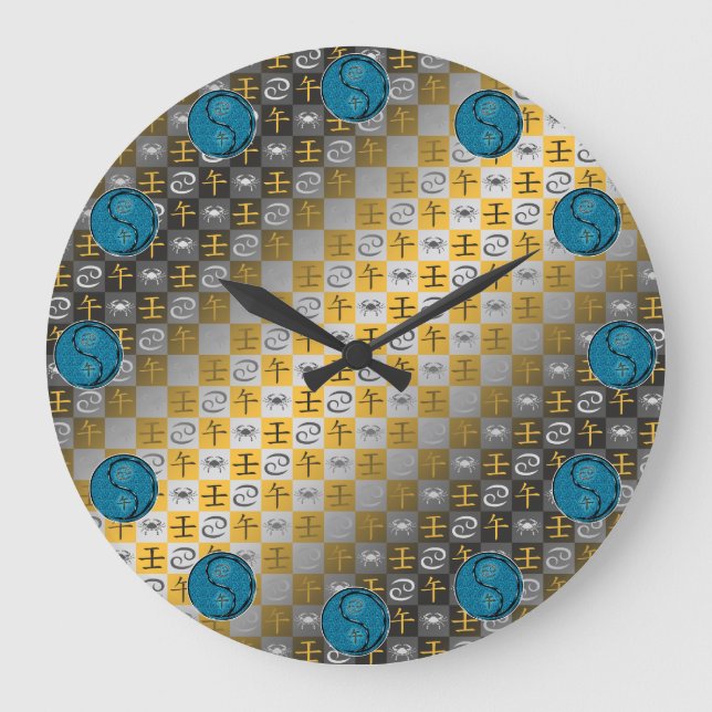 Krebs & Wasserpferd Große Wanduhr (Vorderseite)