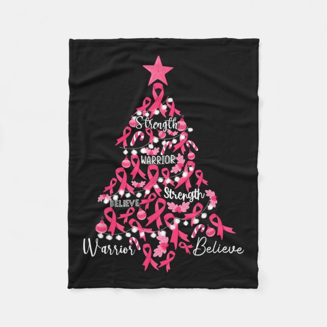Krebs Weihnachtsbaum Pink Ribbon Kampf Bewusstsein Fleecedecke (Vorderseite)