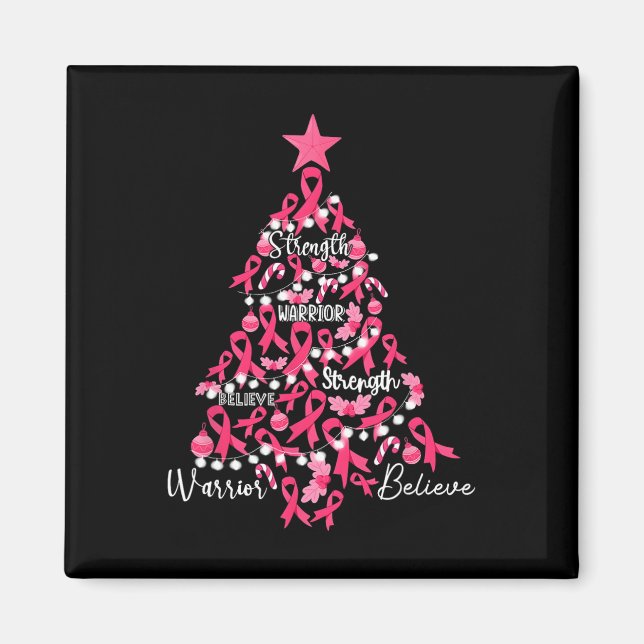 Krebs Weihnachtsbaum Pink Ribbon Kampf Bewusstsein Magnet (Vorne)