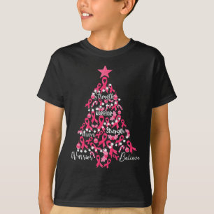 Krebs Weihnachtsbaum Pink Ribbon Kampf Bewusstsein T-Shirt