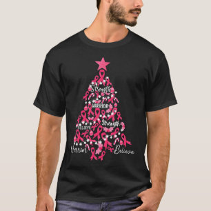 Krebs Weihnachtsbaum Pink Ribbon Kampf Bewusstsein T-Shirt