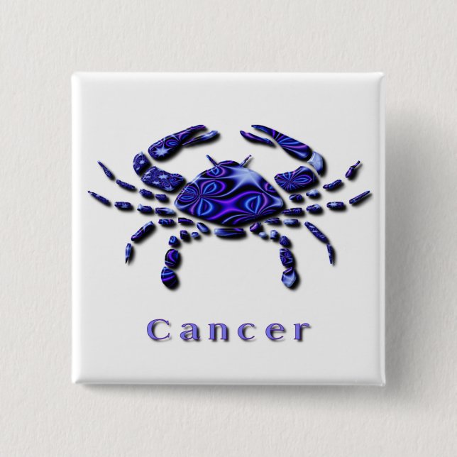 Krebs-Zeichen-Quadrat-Knopf Button (Vorderseite)