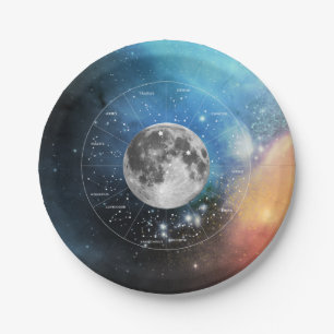 Krebs Zodiac Astrologisches Zeichen - Mondmond Pappteller