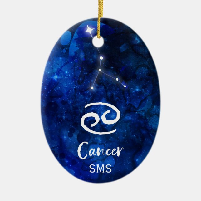 Krebs Zodiac Constellation Blue Galaxy Monogramm Keramik Ornament (Vorne)