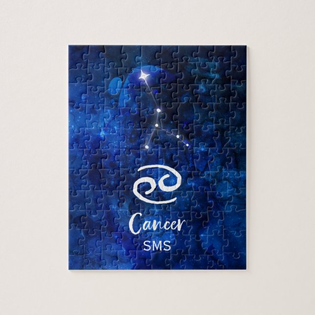 Krebs Zodiac Constellation Blue Galaxy Monogramm Puzzle (Vertikal)