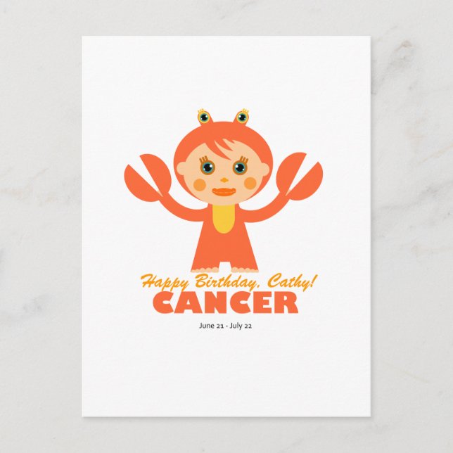 Krebs Zodiac für Kinder Postkarte (Vorderseite)